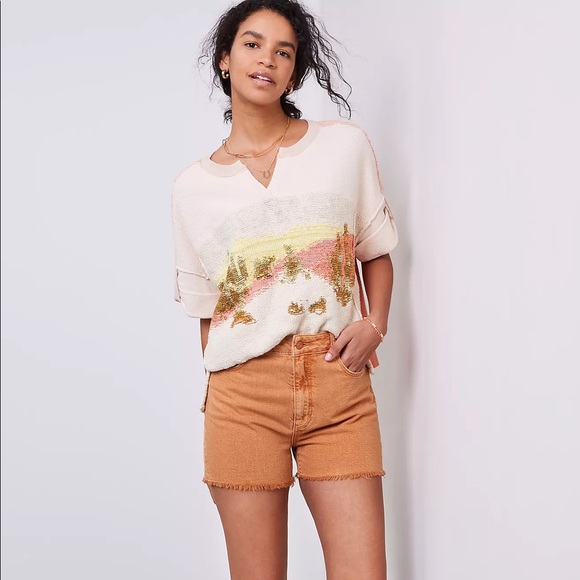 Intarsia Knitted Tee Cactus Print 